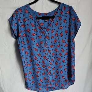 Premise Red Floral Print Women's Blouse